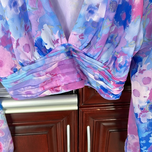 ZARA gorgeous purple/blue cropped blouse size small - Picture 10 of 12